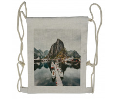 Scenic Marina Port Area Drawstring Backpack