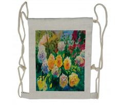 English Garden Roses Art Drawstring Backpack