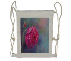 Close up Rose Bud Artwork Drawstring Backpack