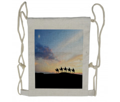 Men on Camels at Sunset Drawstring Backpack