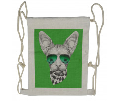 Funny Sphynx Cat Artwork Drawstring Backpack