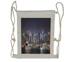 Manhattan Skyline at Night Drawstring Backpack