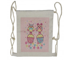 Couples Cupcakes Romantic Drawstring Backpack