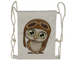 Pilot Hat Big Eyes Comic Drawstring Backpack