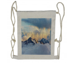 Snowy and Cloudy Peak Drawstring Backpack