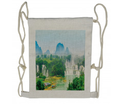 Misty Jungle Forest Drawstring Backpack