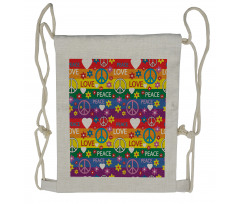 Heart Peace Drawstring Backpack