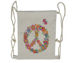 Peace Equality Flower Drawstring Backpack