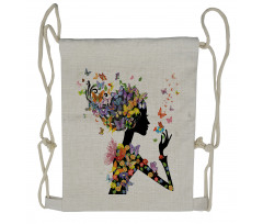 Flowers with Butterfly Drawstring Backpack