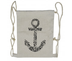 Anchor Shape Flower Drawstring Backpack