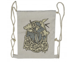 Anchor and Roses Clouds Drawstring Backpack