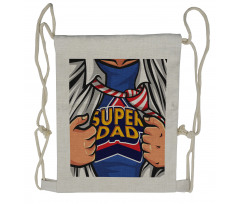 Fun Super Dad T-shirt Drawstring Backpack