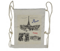 Paris Sketch Art Drawstring Backpack