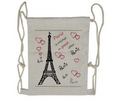 Eiffel Tower Paris Drawstring Backpack