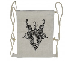 Satanic Goat Head Sketch Drawstring Backpack