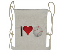 I Love Baseball Heart Drawstring Backpack