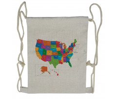 USA Map with States Drawstring Backpack