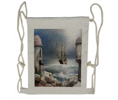 Pirate Merchant Ship Drawstring Backpack