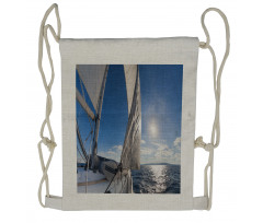 Sailing Boat in Sea Drawstring Backpack