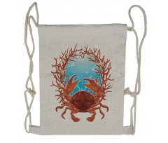 Seashells and Red Coral Drawstring Backpack