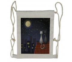 Cats on the Roof Valentines Drawstring Backpack