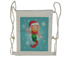 Little Man Dwarf and Snowflakes Drawstring Backpack