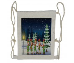 Snowing Forest and Children Drawstring Backpack