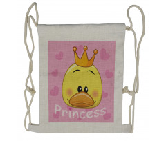 Princess Duck with Tiara Drawstring Backpack