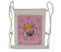 Happy Princess Cat Drawstring Backpack