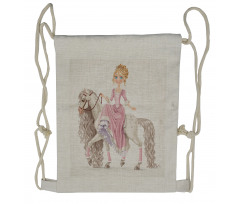 Princess on White Horse Drawstring Backpack