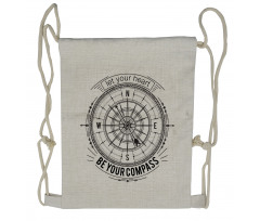 Monochrome Compass Drawstring Backpack