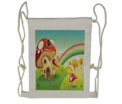 Farm Field Rain Mushroom Drawstring Backpack