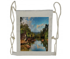 View of Jungle River Drawstring Backpack