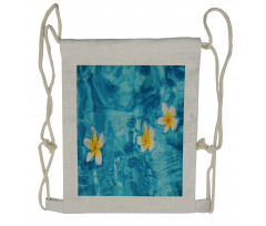 Frangipani Flower Aqua Drawstring Backpack