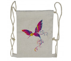 Feather Hummingbird Drawstring Backpack