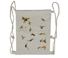 Hummingbird Sunflowers Drawstring Backpack