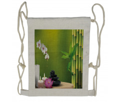 Bamboo Flower Orchid Stone Drawstring Backpack