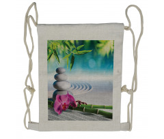 Spa Sand Orchid Flower Drawstring Backpack