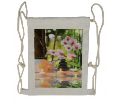 Spa with Candles Orchids Drawstring Backpack