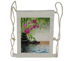 Bamboo Tree Orchid Stones Drawstring Backpack