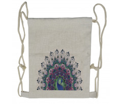 Exotic Wild Peacock Drawstring Backpack