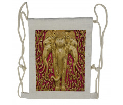 Thai Art Building Door Drawstring Backpack