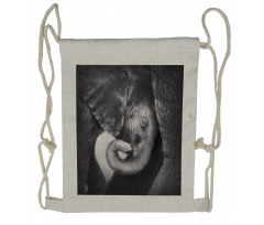 Elephant Mother and Baby Drawstring Backpack