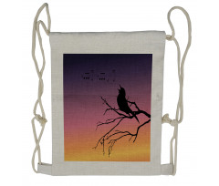 Gradient Sunrise Bird Drawstring Backpack