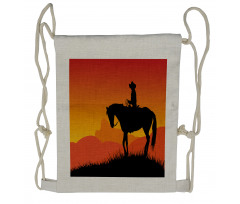 Lonely Cowboy Horseback Drawstring Backpack