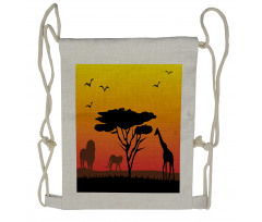 Savannah Animals Sunset Drawstring Backpack