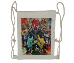 Collage Instrument Joyful Drawstring Backpack