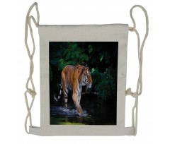 Wild Jungle Tiger Tree Drawstring Backpack