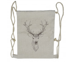 Sketch of Deer Head Drawstring Backpack