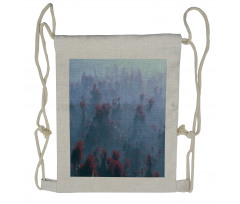 Autumn Trees in Mist Drawstring Backpack